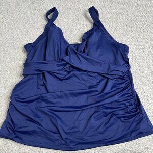 Lands End Tankini Top Deep Sea Navy Blue Size 22W Underwire